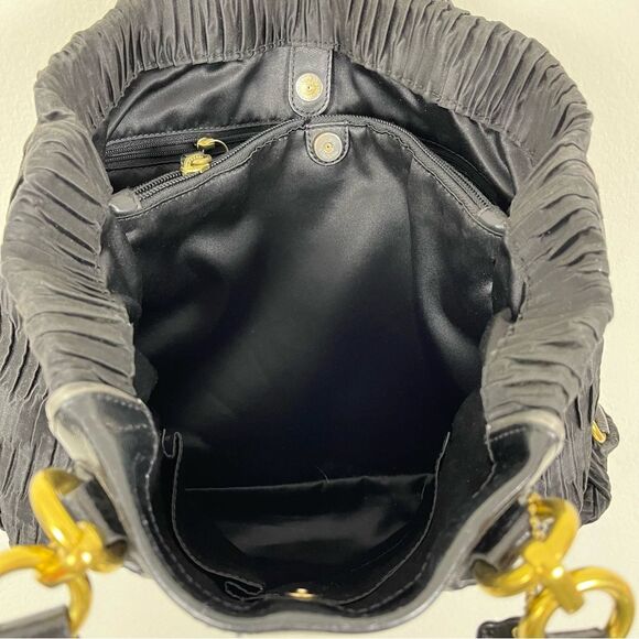 Coach Ashley Carryall Black Pleated Tote Bag Gold Hardware & Patent Leather - Picture 6 of 8